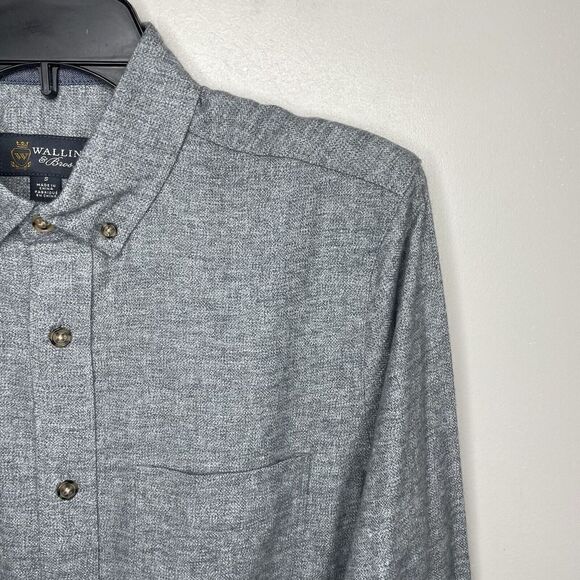 WALLIN & BROS Mens Heather Gray Button-Down Shirt NEW Frost Grindle Cotton Sz S - Picture 2 of 6